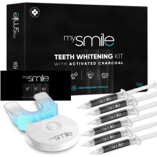 Mysmile Led Light Teeth Whitening Kit plus 6x3ml Aktivkohle-Gel, beste professionelle Zahnaufhellung