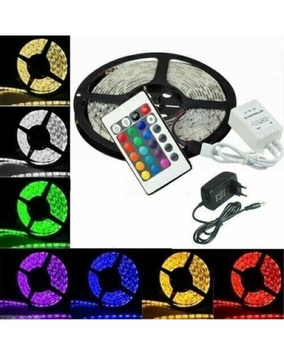 LED Streifen, SMD 5050, RGB, IP65, 150 LED, Multi-Color, 5 Meter Spule, mit Netzteil und Fernbedienung