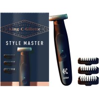 King Gillette Styler Master, tondeuse à barbe sans fil pour hommes avec lame 4D et 3 peignes (1, 3, 5 mm) pour tailler, raser et ajuster la barbe