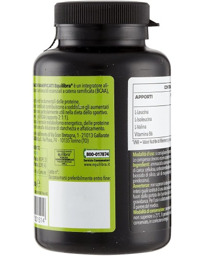 Equilibra Nahrungsergänzungsmittel, verzweigtkettige Aminosäuren, Sport Ergänzung, verzweigtkettige Aminosäuren (BCAA), mit Vitamin B6, 100 Tabletten