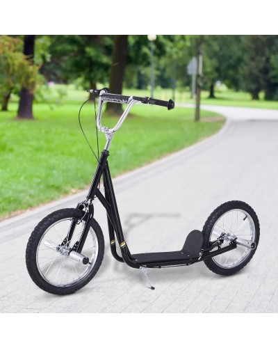 Scooter à roues 16 pouces Cityroller pour enfants et adolescents, noir, Homcom