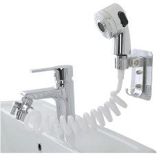 Duschbrause Easy Universal, Duschbrause für Waschbecken, flexibel, einfach zu montieren, Befestigung mit Bioklebstoff, praktisch und kompakt, weiss