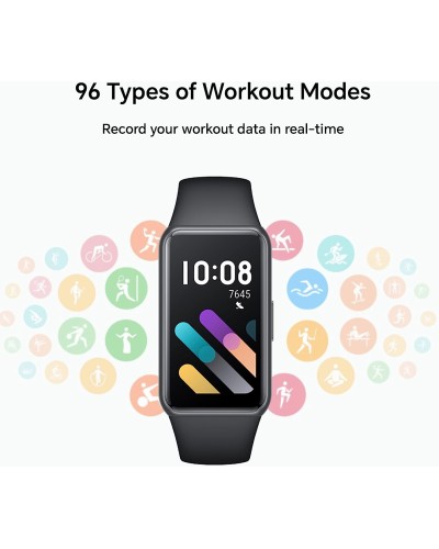HONOR Band 7 Smartwatch 1,47-Zoll-AMOLED-Bildschirm, SpO2, Herzfrequenz, Stressmonitor, Schlafmonitor, Workout-Modus, 5ATM Activity Tracker, Farbe Black Meteorite