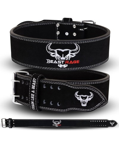 Gewichthebergürtel: für Männer und Frauen, professionell aus Leder, ideal für Gewichtheben, Bodybuilding, Crossfit, Powerlifting und Kniebeugen BEAST RAGE image