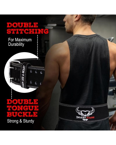 Gewichthebergürtel: für Männer und Frauen, professionell aus Leder, ideal für Gewichtheben, Bodybuilding, Crossfit, Powerlifting und Kniebeugen BEAST RAGE image