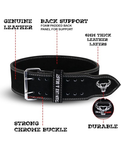 Gewichthebergürtel: für Männer und Frauen, professionell aus Leder, ideal für Gewichtheben, Bodybuilding, Crossfit, Powerlifting und Kniebeugen BEAST RAGE image