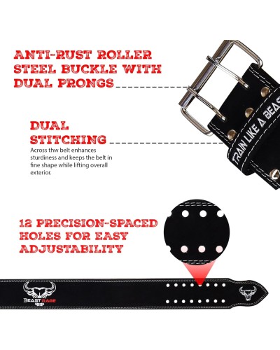 Gewichthebergürtel: für Männer und Frauen, professionell aus Leder, ideal für Gewichtheben, Bodybuilding, Crossfit, Powerlifting und Kniebeugen BEAST RAGE image