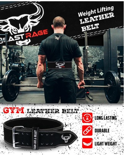 Gewichthebergürtel: für Männer und Frauen, professionell aus Leder, ideal für Gewichtheben, Bodybuilding, Crossfit, Powerlifting und Kniebeugen BEAST RAGE image