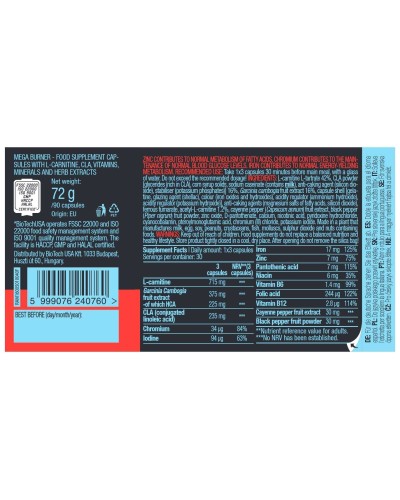 Mega Fat Burner, mit Chromium, L-Carnitin, grüntee extrakt, hilft bei der Gewichtskontrolle, 90 Kapseln Mega Fat Burner, mit Chromium, L-Carnitin, grüntee extrakt, hilft bei der Gewichtskontrolle, 90 Kapseln