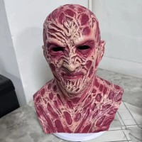 Freddy Krueger Horror Full-Face Maske Rot – Latex mit Narben & realistischen Tattoos