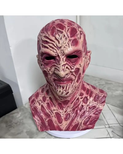 Freddy Krueger Rote Full-Face Horror Maske mit Narben & Tattoos