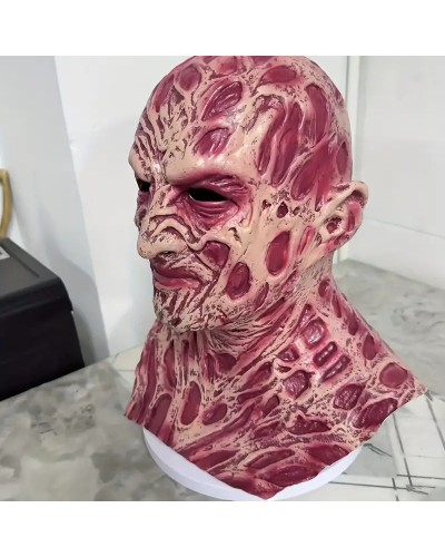 Freddy Krueger Rote Full-Face Horror Maske mit Narben & Tattoos