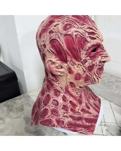 Freddy Krueger Rote Full-Face Horror Maske mit Narben & Tattoos