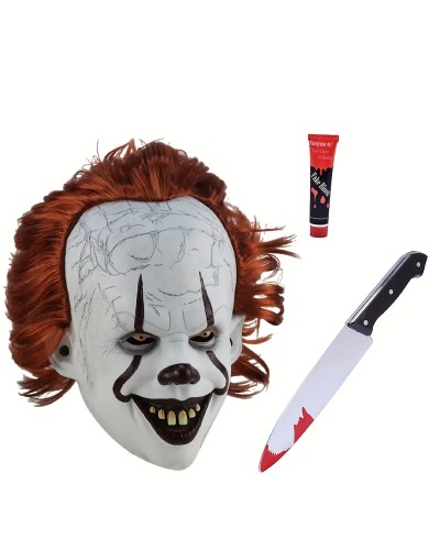 Clown Killer Horror Maske mit Accessoires Halloween Full-Face