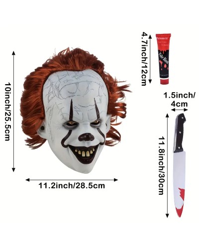 Clown Killer Horror Maske mit Accessoires Halloween Full-Face