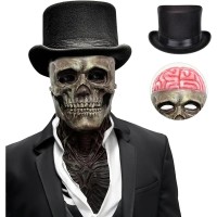 Set aus 2 Stück Realistische Totenkopf Masken mit beweglichem Kiefer – Halloween Set