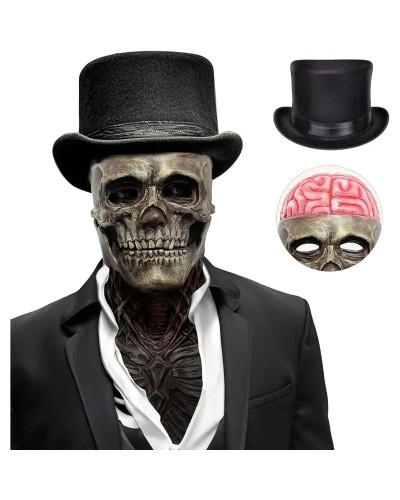 Set 2 Totenkopfmasken realistisch mit beweglichem Kiefer
