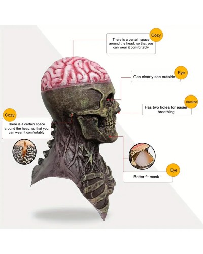 Set 2 Totenkopfmasken realistisch mit beweglichem Kiefer