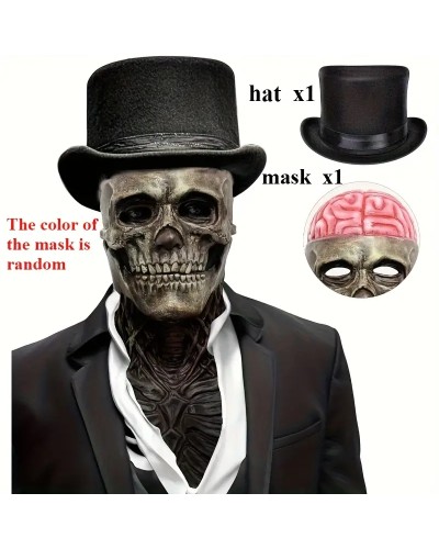 Set 2 Totenkopfmasken realistisch mit beweglichem Kiefer