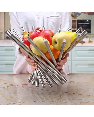 Obstkorb, Tischobstkorb, modern kreativ faltbar, Edelstahl, für Speisekammer und Tischdekoration Obstkorb, Tischobstkorb, modern kreativ faltbar, Edelstahl, für Speisekammer und Tischdekoration
