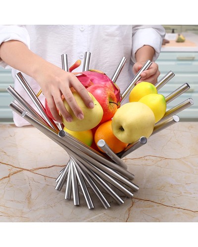 Obstkorb, Tischobstkorb, modern kreativ faltbar, Edelstahl, für Speisekammer und Tischdekoration Obstkorb, Tischobstkorb, modern kreativ faltbar, Edelstahl, für Speisekammer und Tischdekoration