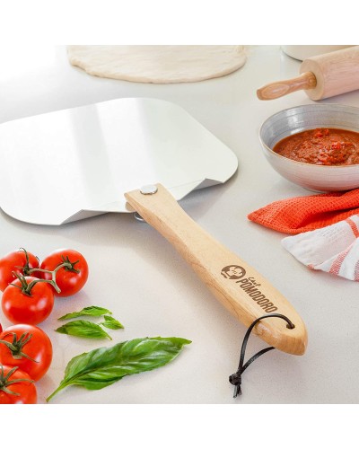 Aluminium Pizzaschaufel, Aluminium, mit klappbarem Holzgriff, leicht zu verstauen, langlebig Aluminium Pizzaschaufel, Aluminium, mit klappbarem Holzgriff, leicht zu verstauen, langlebig