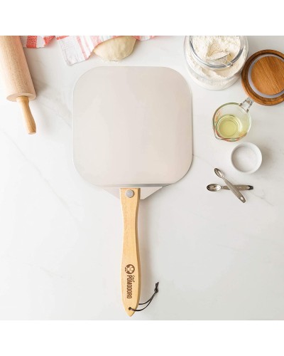 Aluminium Pizzaschaufel, Aluminium, mit klappbarem Holzgriff, leicht zu verstauen, langlebig Aluminium Pizzaschaufel, Aluminium, mit klappbarem Holzgriff, leicht zu verstauen, langlebig