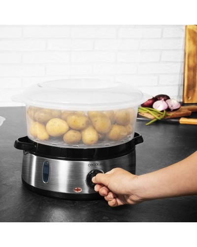 Cecotec Steamer, Vapovita 3000, Elektrischer Steamer aus Edelstahl, 800 W, 3 Behälter, 9 Liter, Aluminium Cecotec Steamer, Vapovita 3000, Elektrischer Steamer aus Edelstahl, 800 W, 3 Behälter, 9 Liter, Aluminium