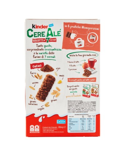 Kinder Cereale' Kekse, 7 Getreidefasermehl, 6 Einzelportionen Kinder Cereale' Kekse, 7 Getreidefasermehl, 6 Einzelportionen