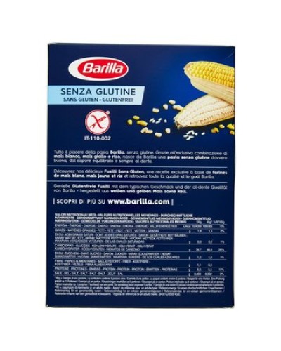 Glutenfreie Barilla Fusilli Pasta, 400 gr
