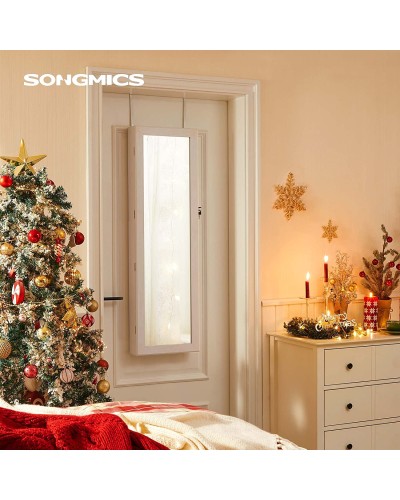 Kleiderschrank, Schmuckrank, Spiegelschrank, Modeschmuck, zum Aufhängen, mit Spiegel, Wandbefestigung 119 x 35 x 9 cm, mit LED-Leuchten