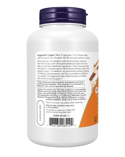 NOW Foods Glucomannan 575 mg 180 vegane Kapseln Flasche