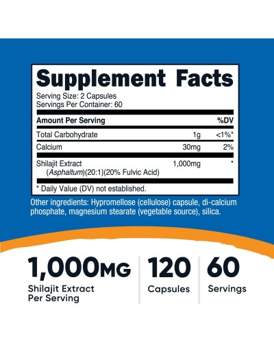 Flasche Nutricost Shilajit 1 000 mg 120 Kapseln