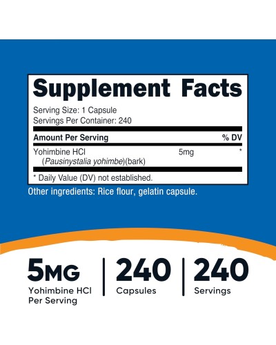 Nutricost Yohimbine HCl 5 mg 240 Kapseln Flasche