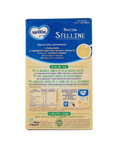 Pastina aus dem 5. Monat Stelline Mellin, 320 g, 100% natürliche Zutaten und Vitamin B1 Pastina aus dem 5. Monat Stelline Mellin, 320 g, 100% natürliche Zutaten und Vitamin B1
