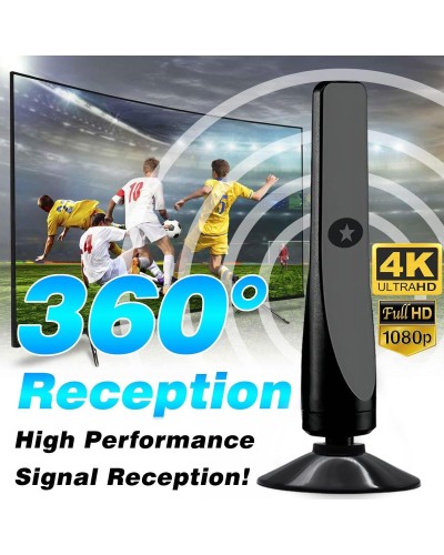 Digitale TV Antenne, leistungsstarke interne HDTV Antenne mit Verstärker, 360°-Empfang von 50 Meilen TV-Antenne, unterstützt 4K 1080P, DVB-T2 VHF UHF TV, 5M Koaxialkabel image