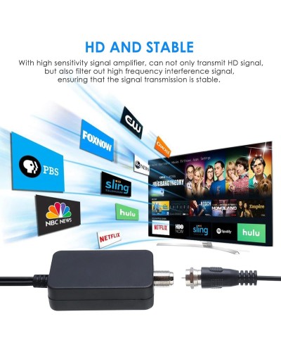 Digitale TV Antenne, leistungsstarke interne HDTV Antenne mit Verstärker, 360°-Empfang von 50 Meilen TV-Antenne, unterstützt 4K 1080P, DVB-T2 VHF UHF TV, 5M Koaxialkabel image
