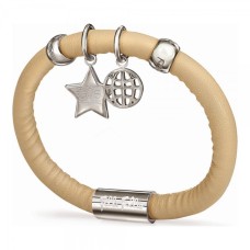 Armband für Damen, Folli Follie, elfenbeinfarben, 16 cm, aus Leder