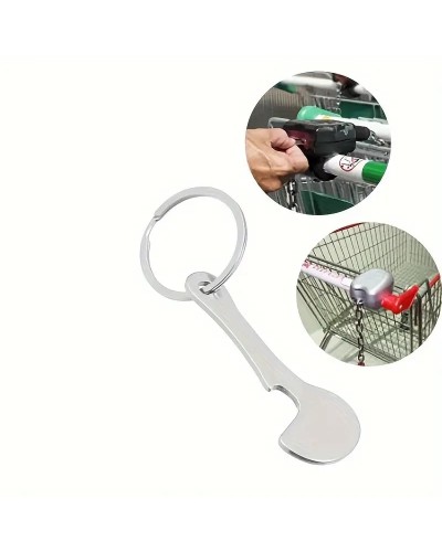 Einkaufswagen Schlüsselanhänger, Edelstahl, Flaschenöffner, Einkaufswagen-Marke, 2 Stück