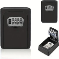 Starke Schlüsselkasten, Metall-Außengehäuse, mit Code-Kombination, ideal für die Schlüsselaufbewahrung, Metallmaterial, Farbe schwarz