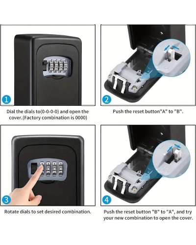 Sicherer Schlüsselkasten, Metall-Außenkasten, mit Code-Kombination, ideal für Schlüsselaufbewahrung, Metall-Material