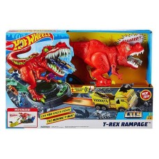  Hot Wheels T-Rex Attacke motorisiertes Spielset inkl. 1 Spielzeugauto und Soundeffekten