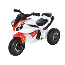 Elektrisches Dreirad Spielzeug Motorrad für Kinder 18-36 Monate mit Musik und Scheinwerfern Weiß und Rot