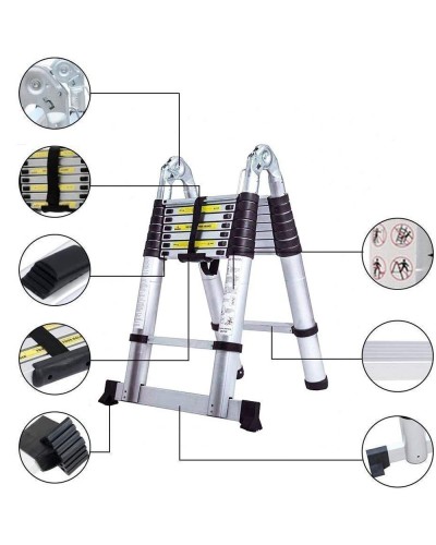 Aluminium-Teleskopleiter 5 m EN131 150 kg Tragkraft