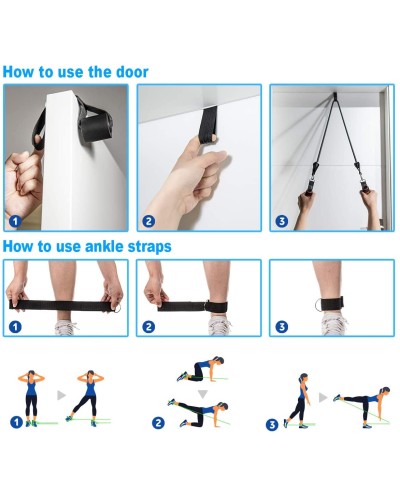 Elastische Kabel für Fitness-Set von 5 Widerstandsbändern von Gym zu Hause