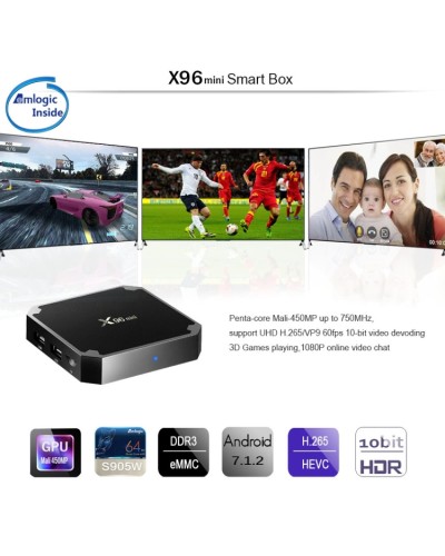X96 mini 4K 2K UHD Output Smart TV BOX RAM 1GB, ROM 8GB Quad Core ARM Cortex A53 2GHz