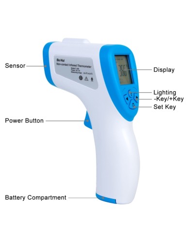 Thermomètre infrarouge sans contact pour le corps avant, distance 5 - 15 cm