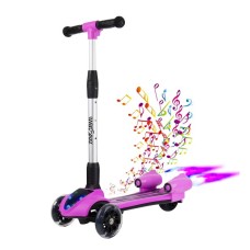 Scooter Trottinette 3 Roues pour enfants de 3 à 14 ans avec musique et lampes à vapeur, couleur rose