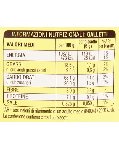 Biscotti Galletti, 800g, Mulino Bianco, Barilla