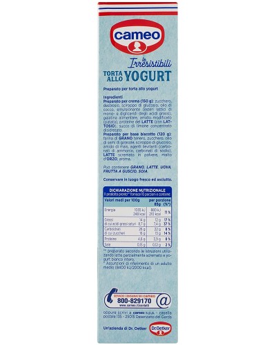 Torta allo yogurt per 10 porzioni, Cameo, confezione 270g